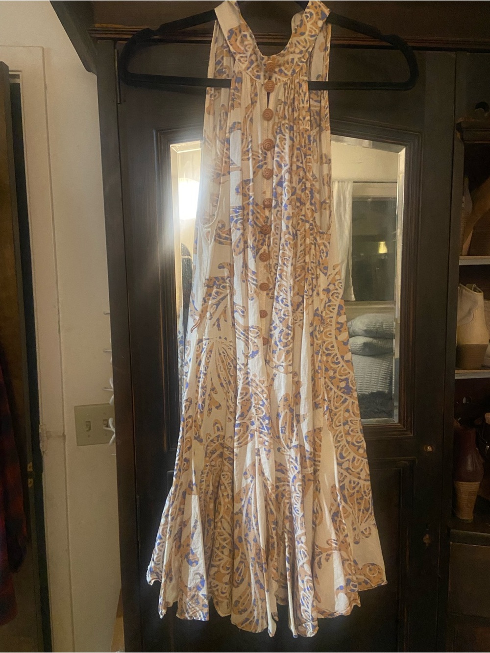 Zara Cream and Blue Paisley Midi Dress